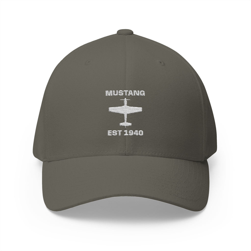 P-51 Mustang Embroidered Cap – Vintage Airplane Hat - White Logo