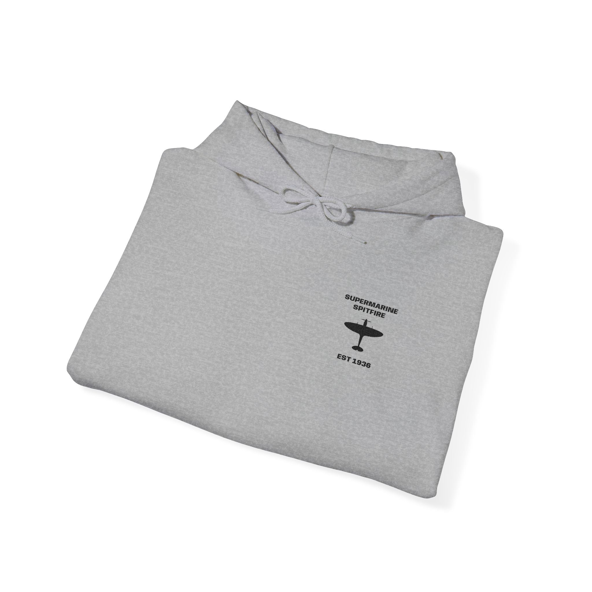 Spitfire Embroidered Aviation Hoodie — Vintage Plane Black Logo