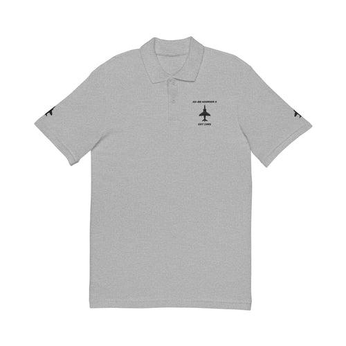 AB-8B Harrier II Embroidered Aviation Polo Shirt — Fighter Plane Black Logo