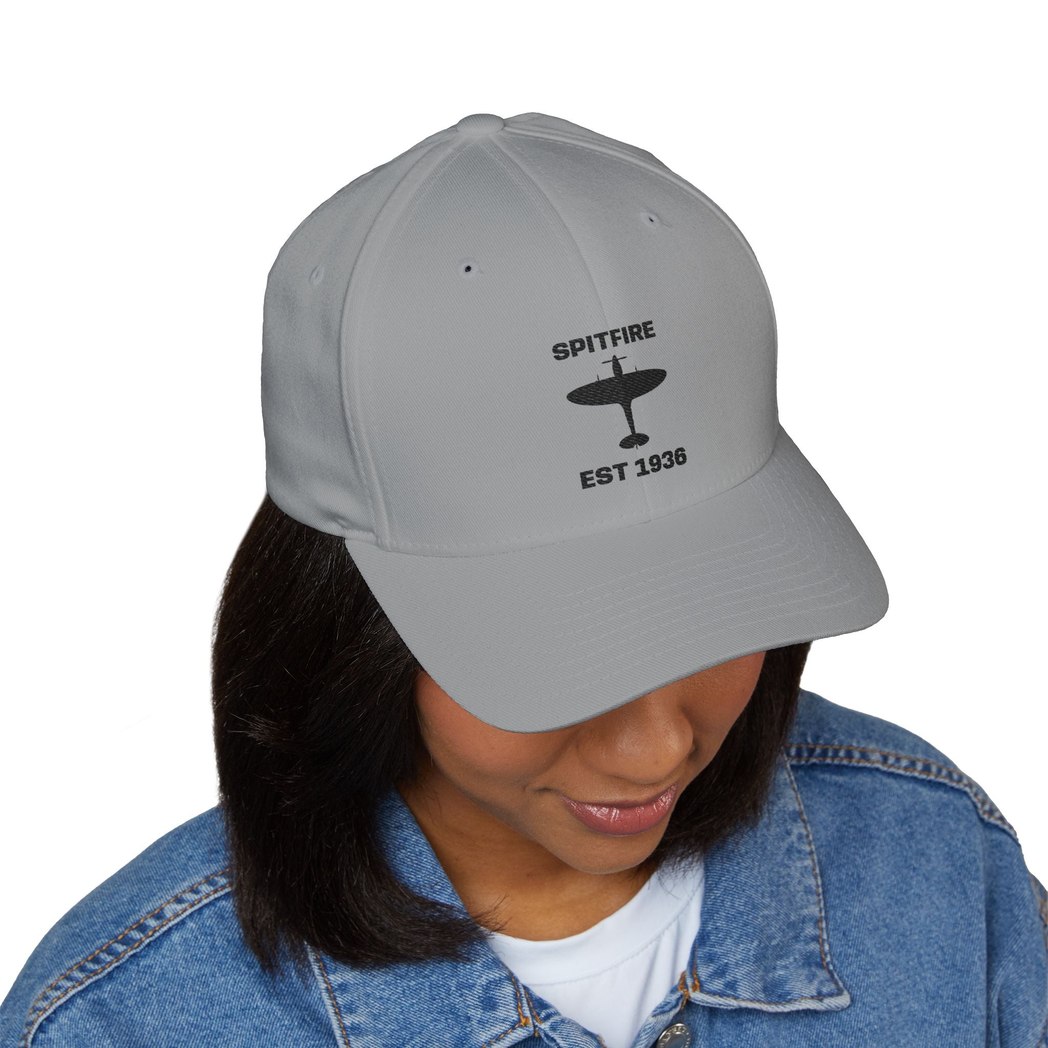 Spitfire Embroidered Cap – Vintage Airplane Hat - Black Logo
